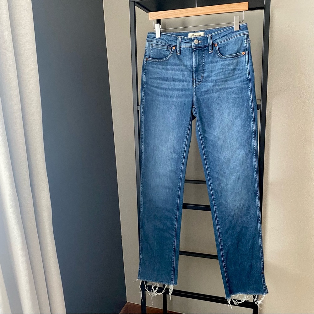 Madewell Stovepipe Mid Rise Ankle Slit Jeans